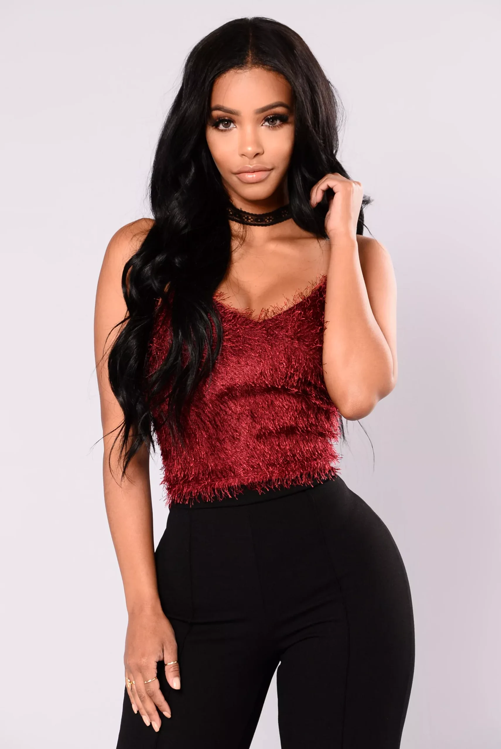 Everlee Eyelash Top - Burgundy