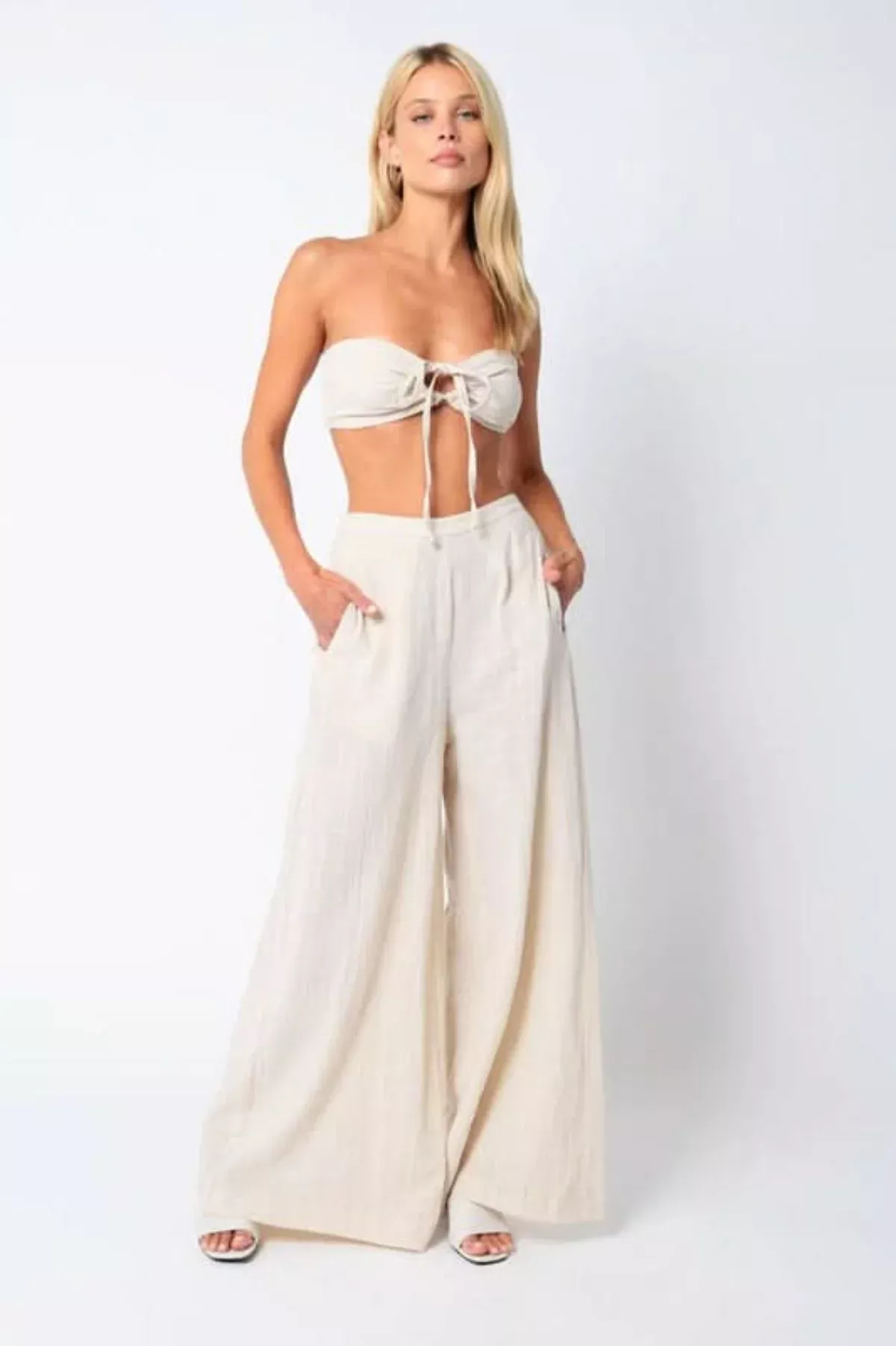 Fira Beige Two-Piece Jumpsuit | Boho Pink