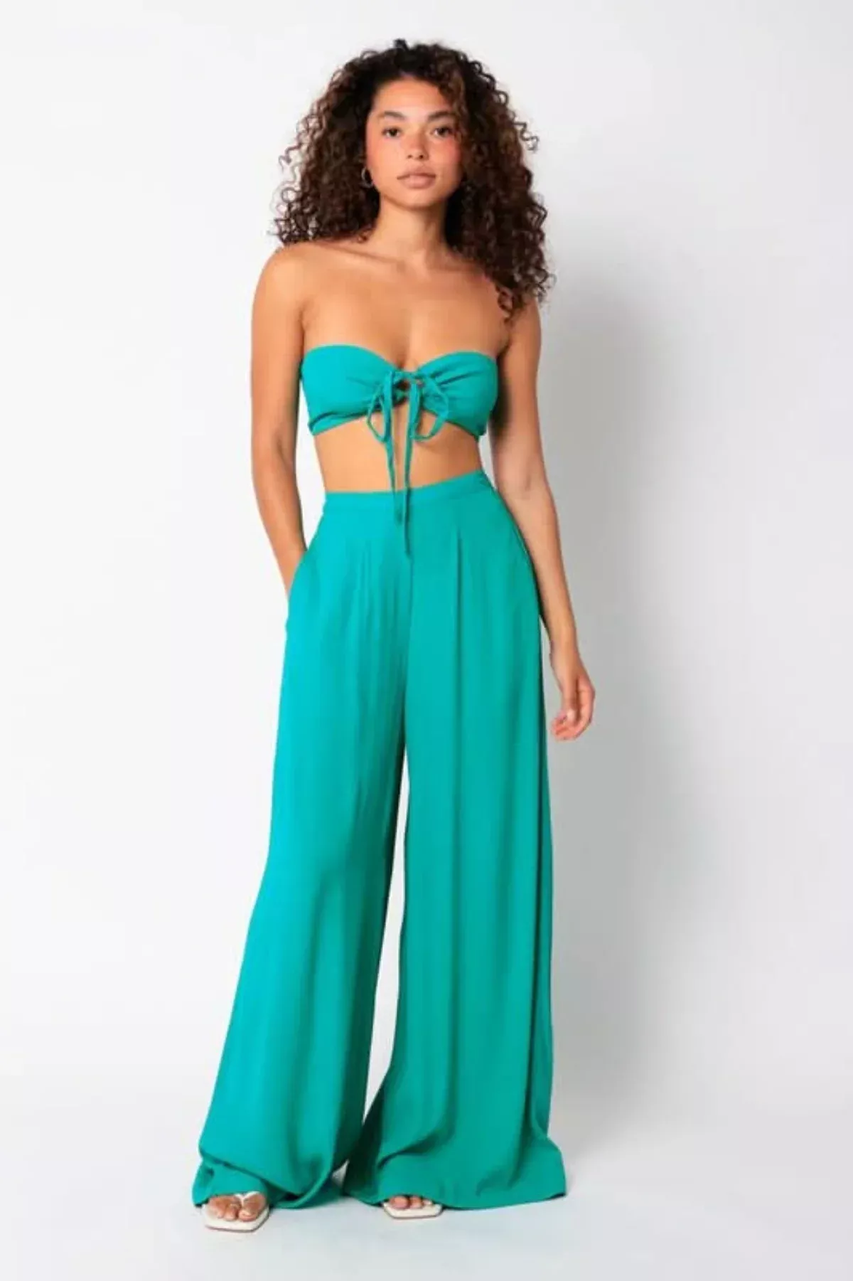 Fira Green Two-Piece Jumpsuit | Boho Pink