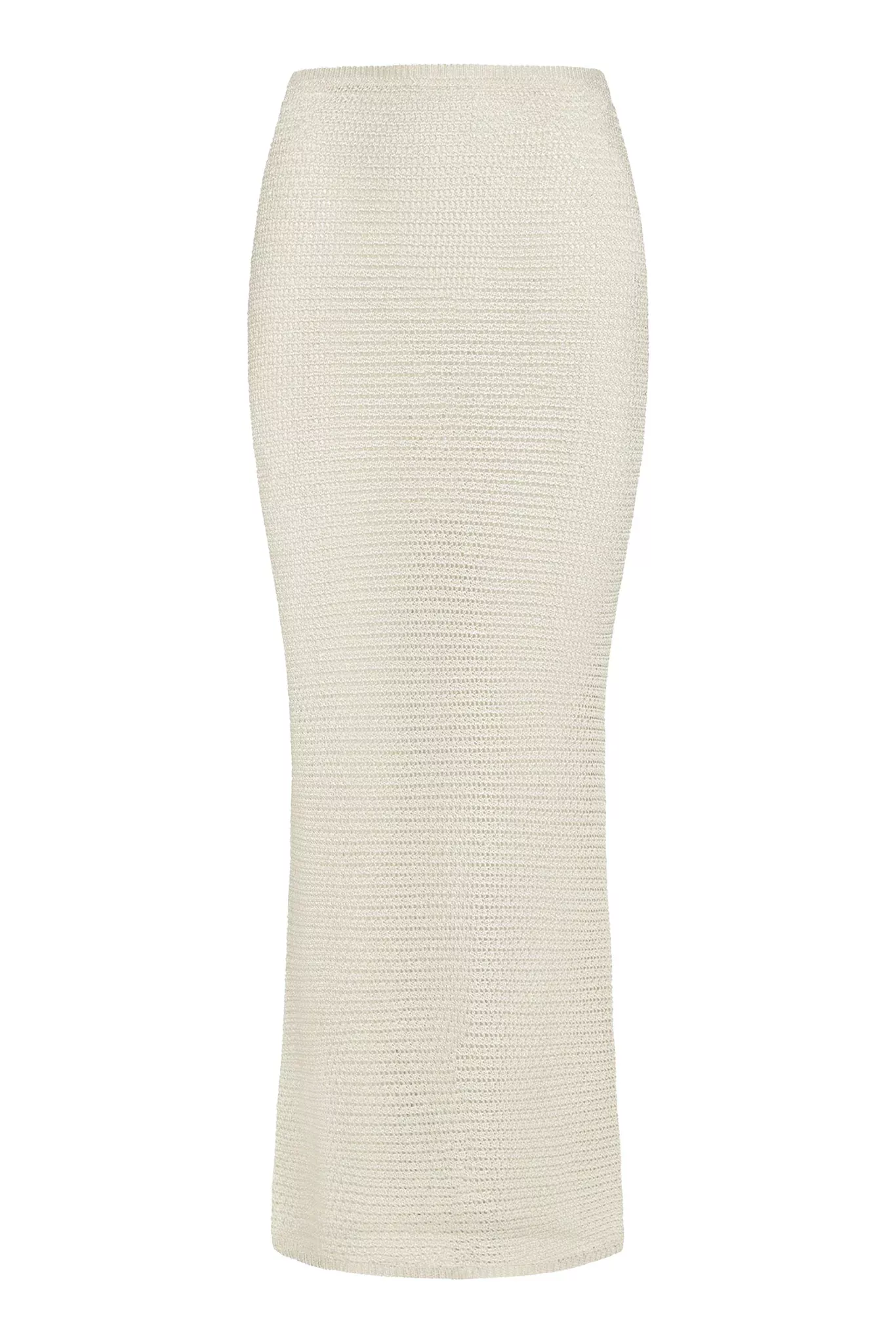 Fitted Fontelina Midi Skirt - Ivory Shiny Treble Knit