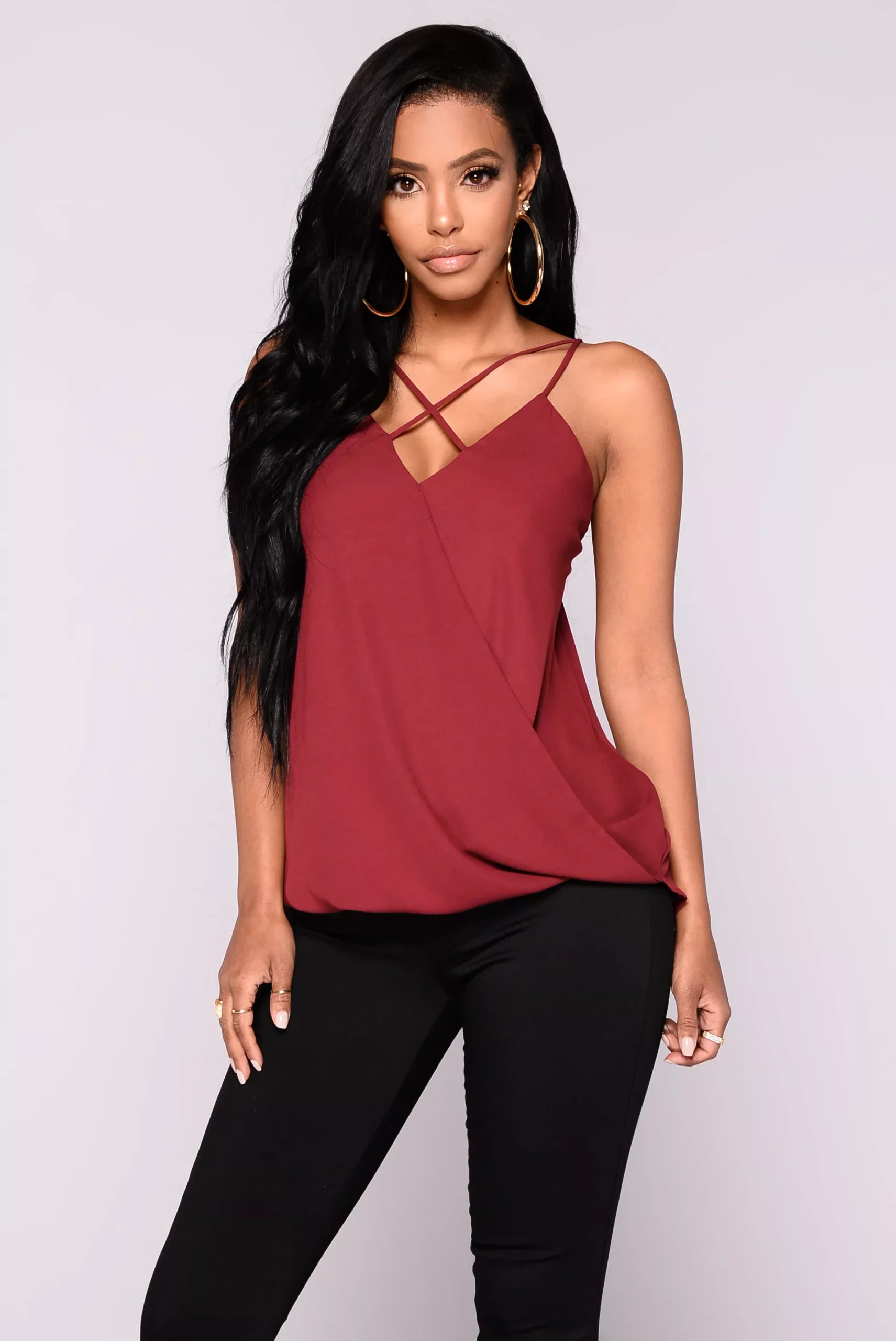 Flaming Sambuca Surplice Top - Burgundy