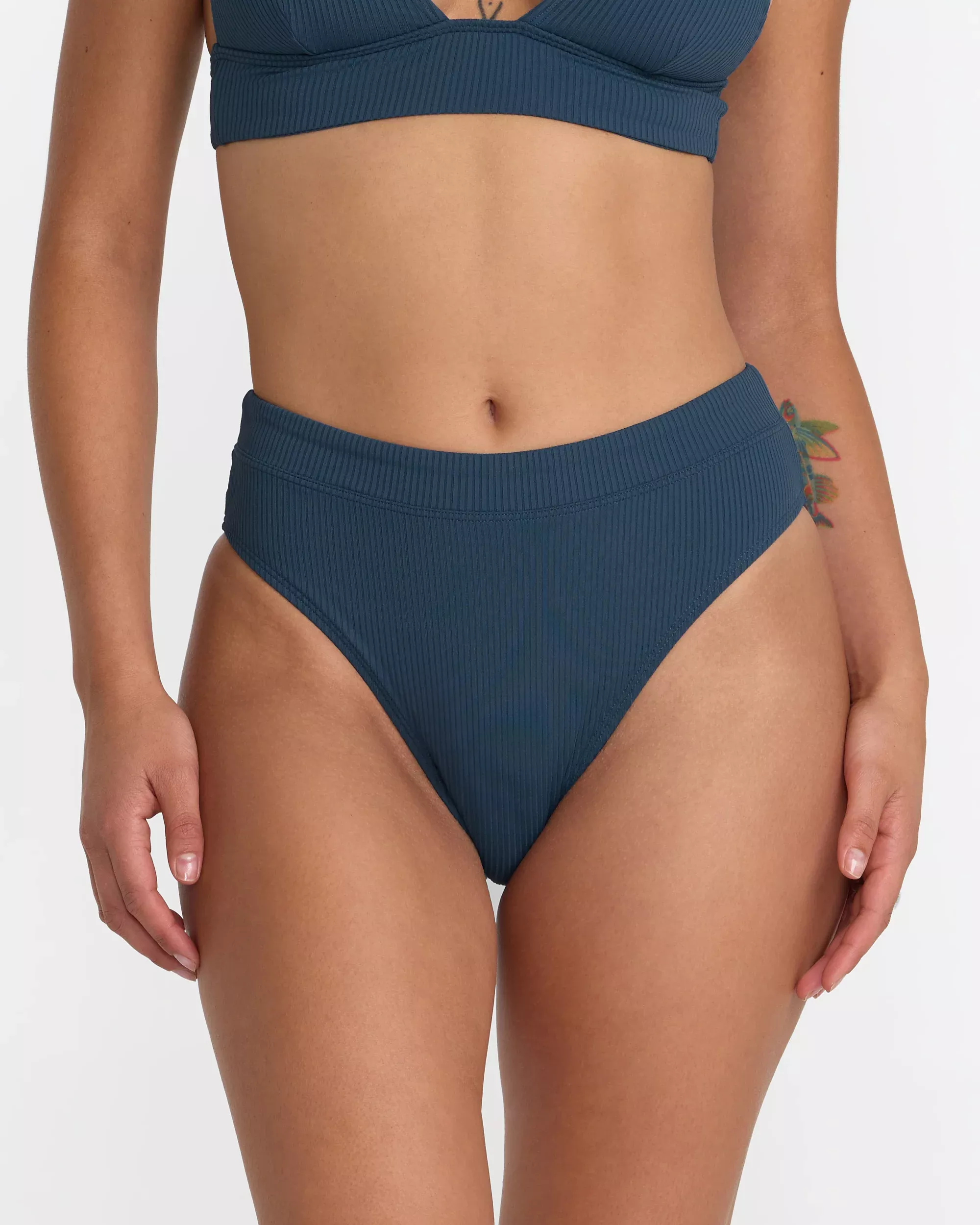 Flat Rib Hi Waist Med French Bikini Bottom
