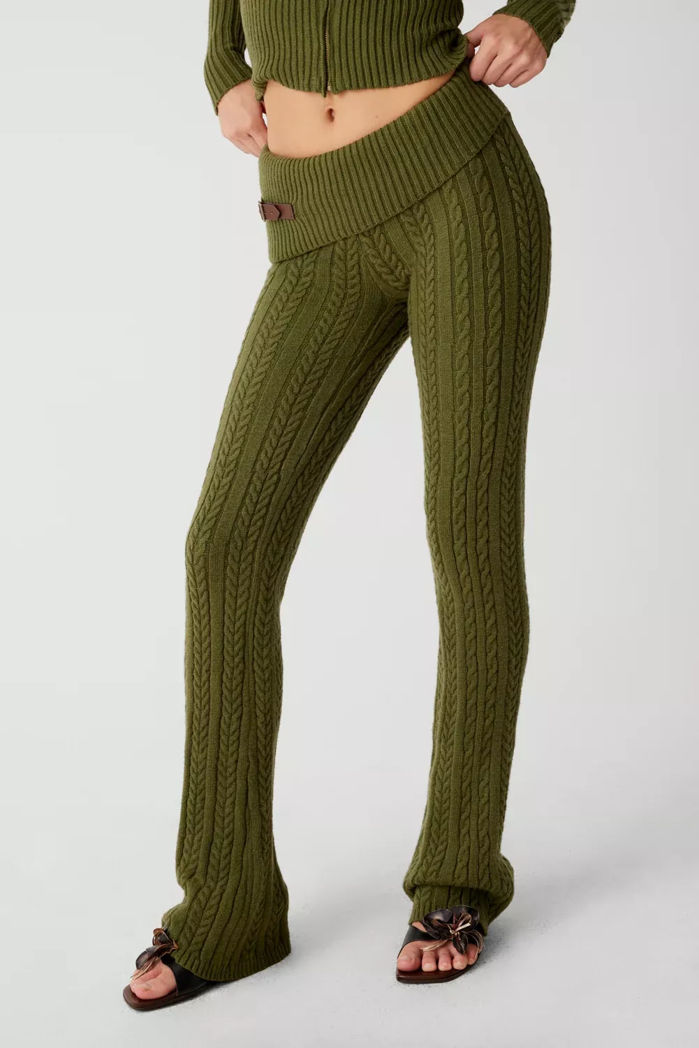 Fleur Cable Cloud Knit Pant - Jade Green