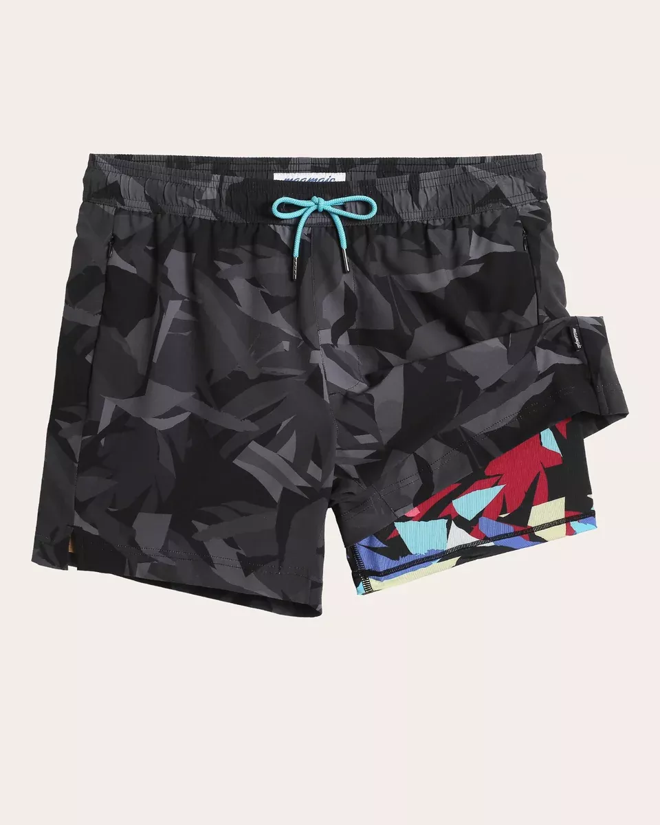 FlipFlicker Grey Geo Swim Trunks