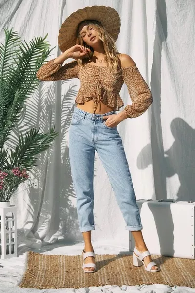 Floral Print Off-Shoulder Crop Top