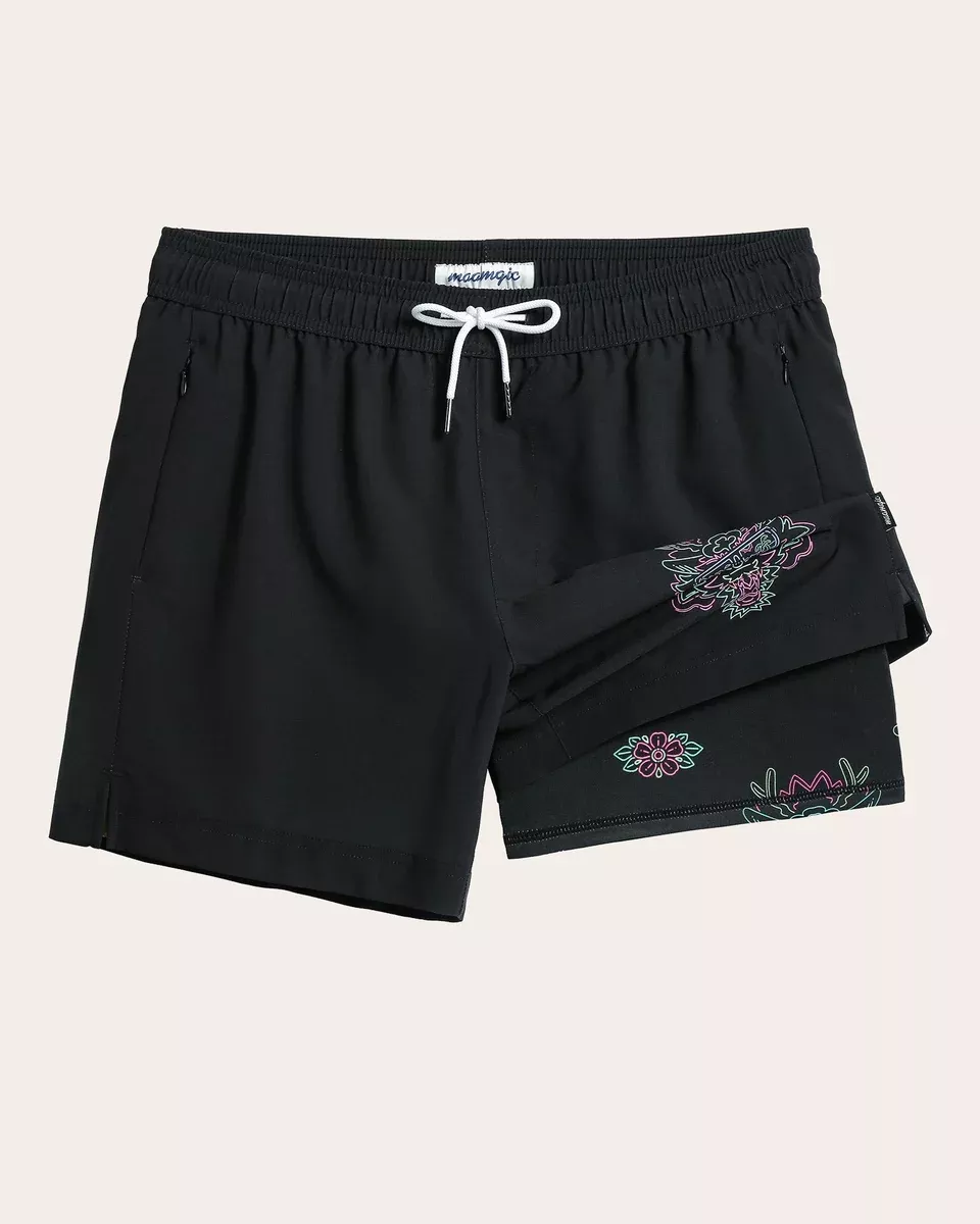 FloralTraces Embroidered Print Swim Trunks