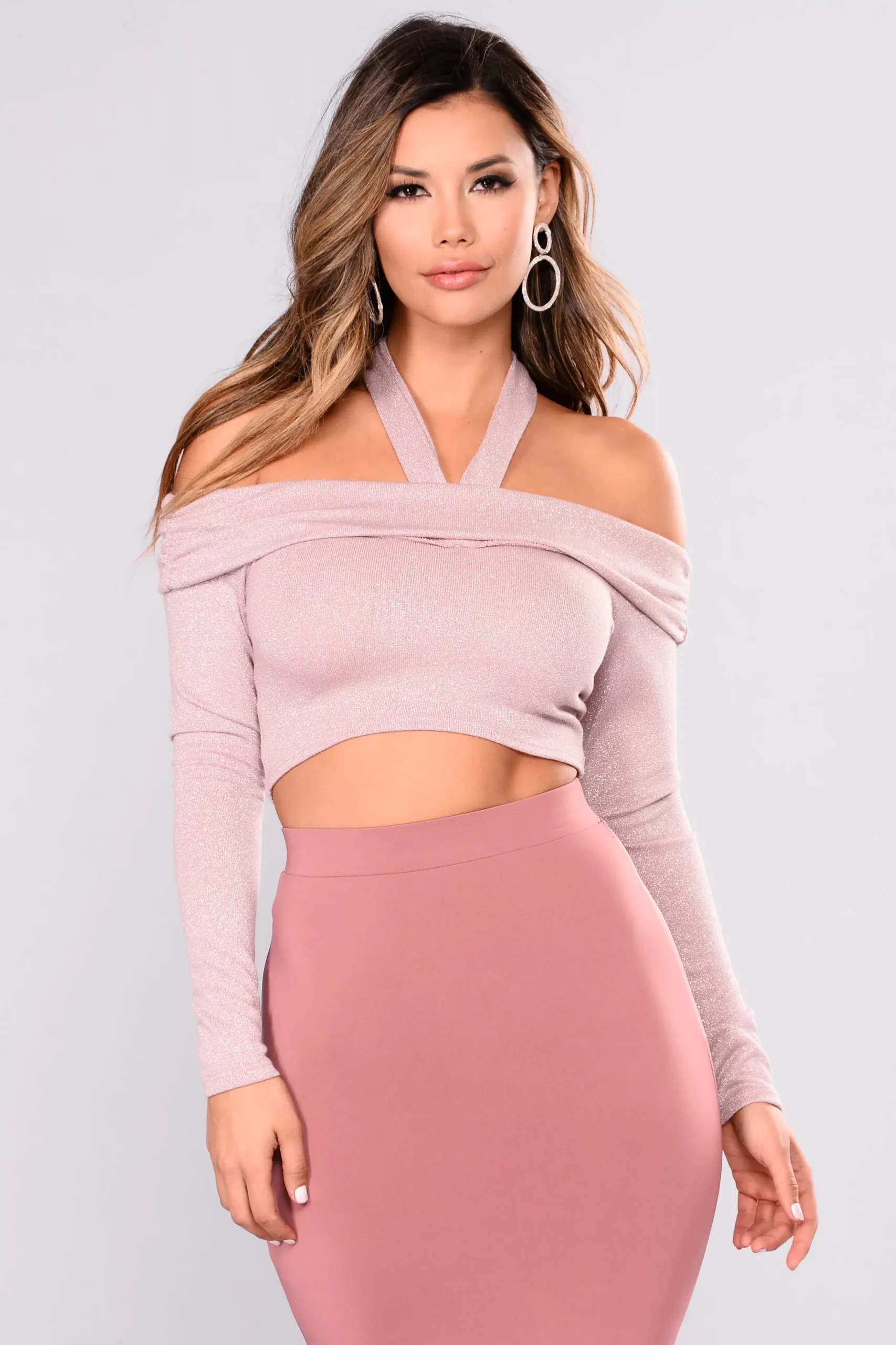 Free Yourself Off The Shoulder Top - Pink/Silver