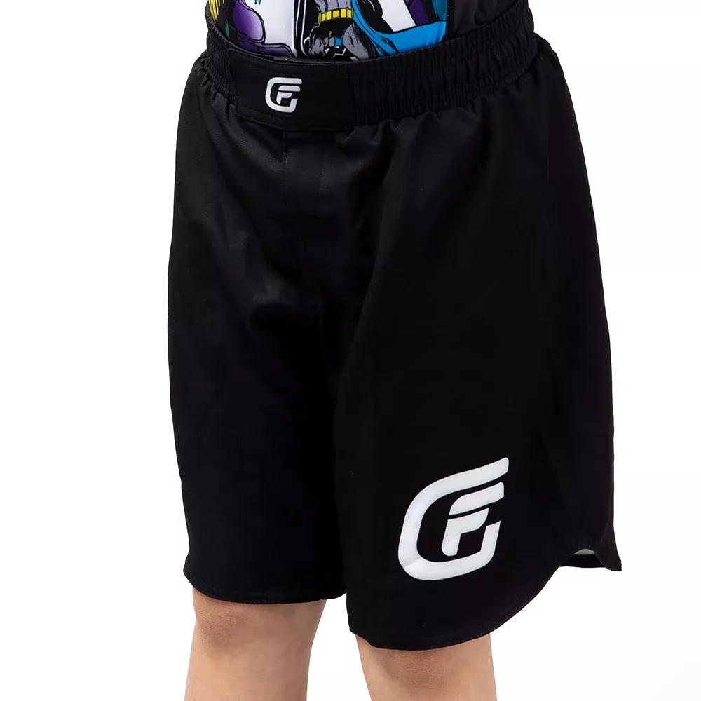 Fusion Fight Gear Midnight Black Fight Grappling BJJ MMA Kids Shorts