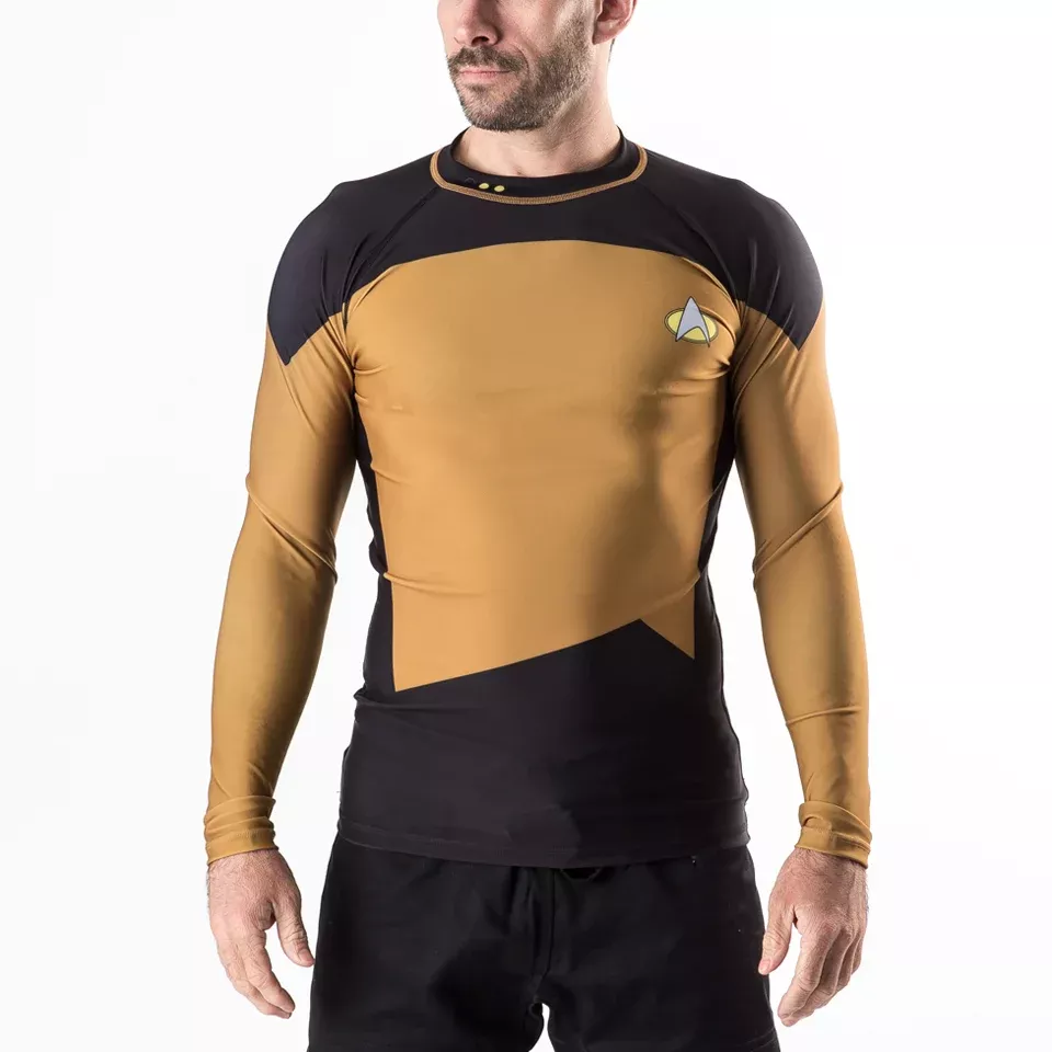 Fusion Fight Gear Star Trek The Next Generation Gold/ Operations BJJ Rash Guard