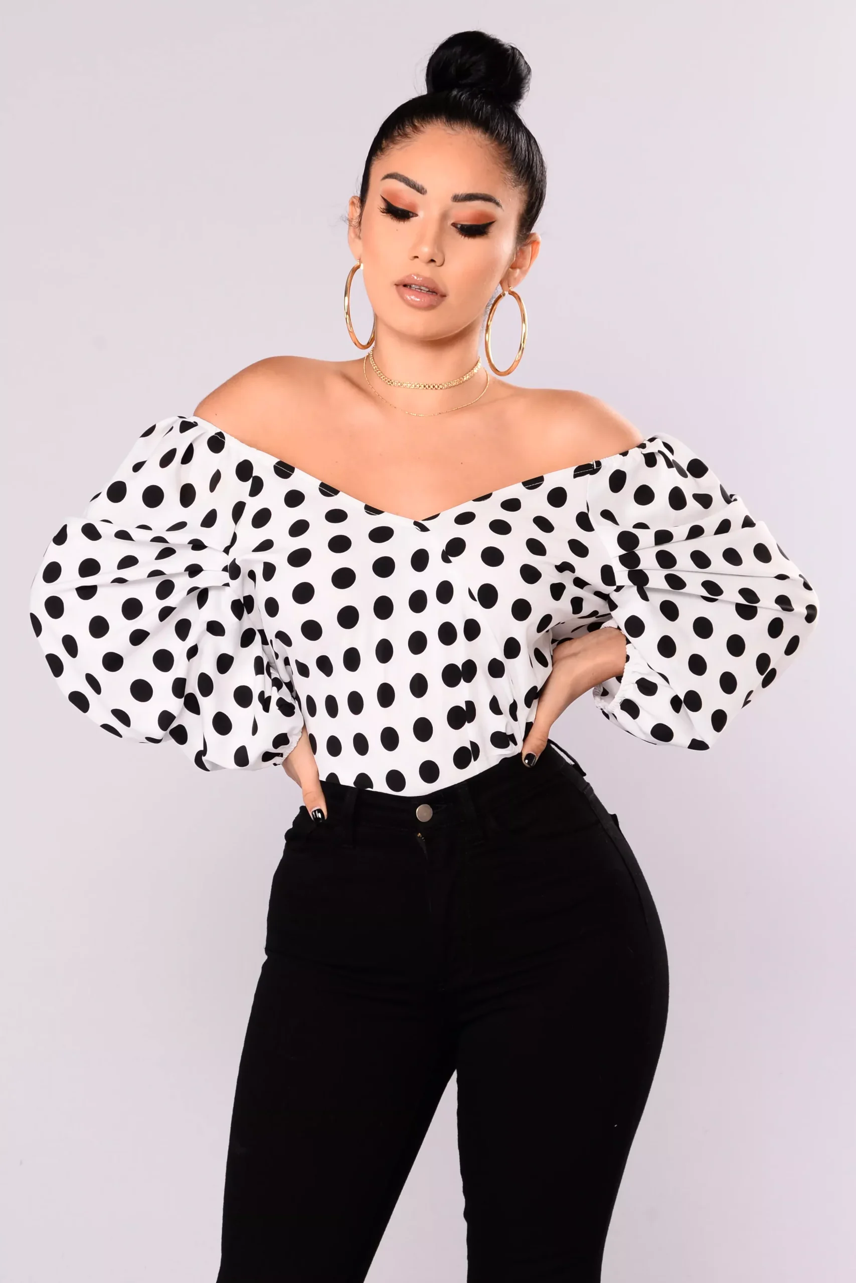 Gabby Surplice Top - White/ Black