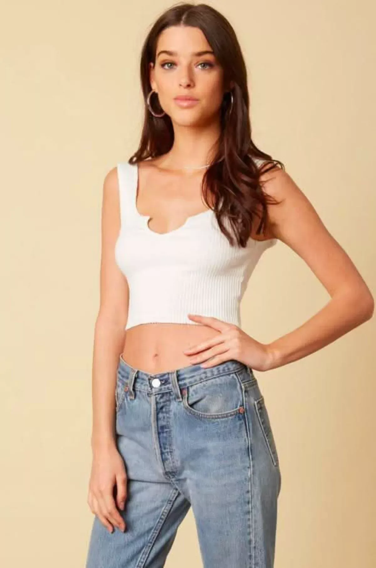 Gege White Cropped Tank Top | Boho Pink