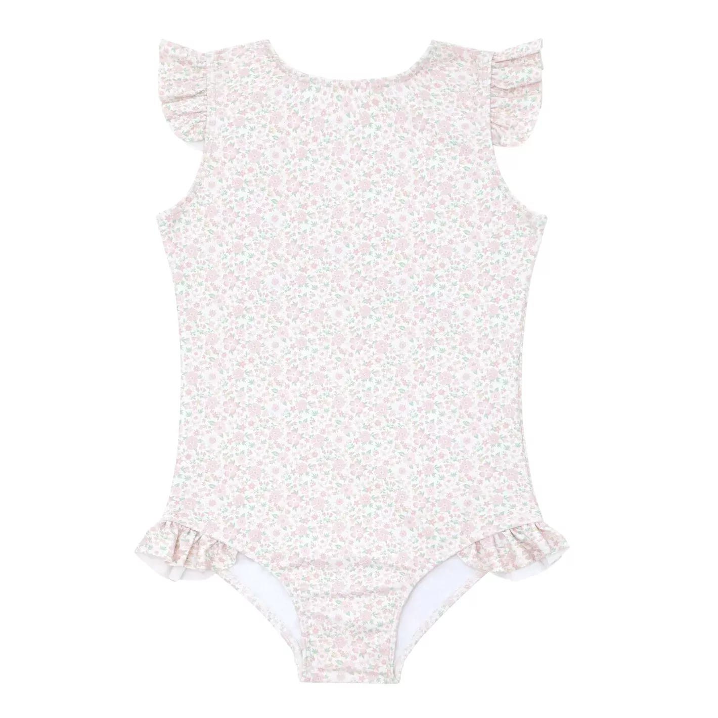 girls antique floral ruffle cap sleeve one piece