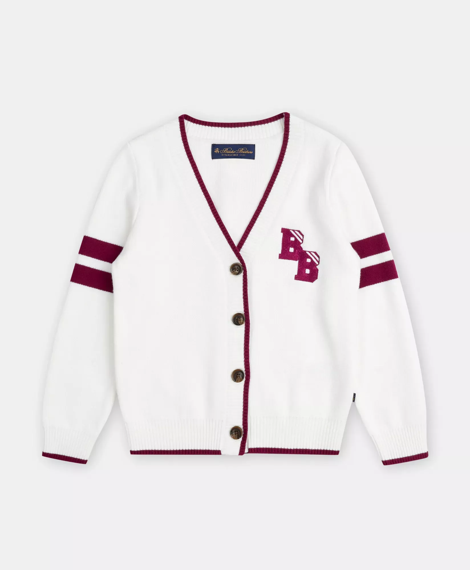 Girls Cotton Jacquard Varsity Cardigan