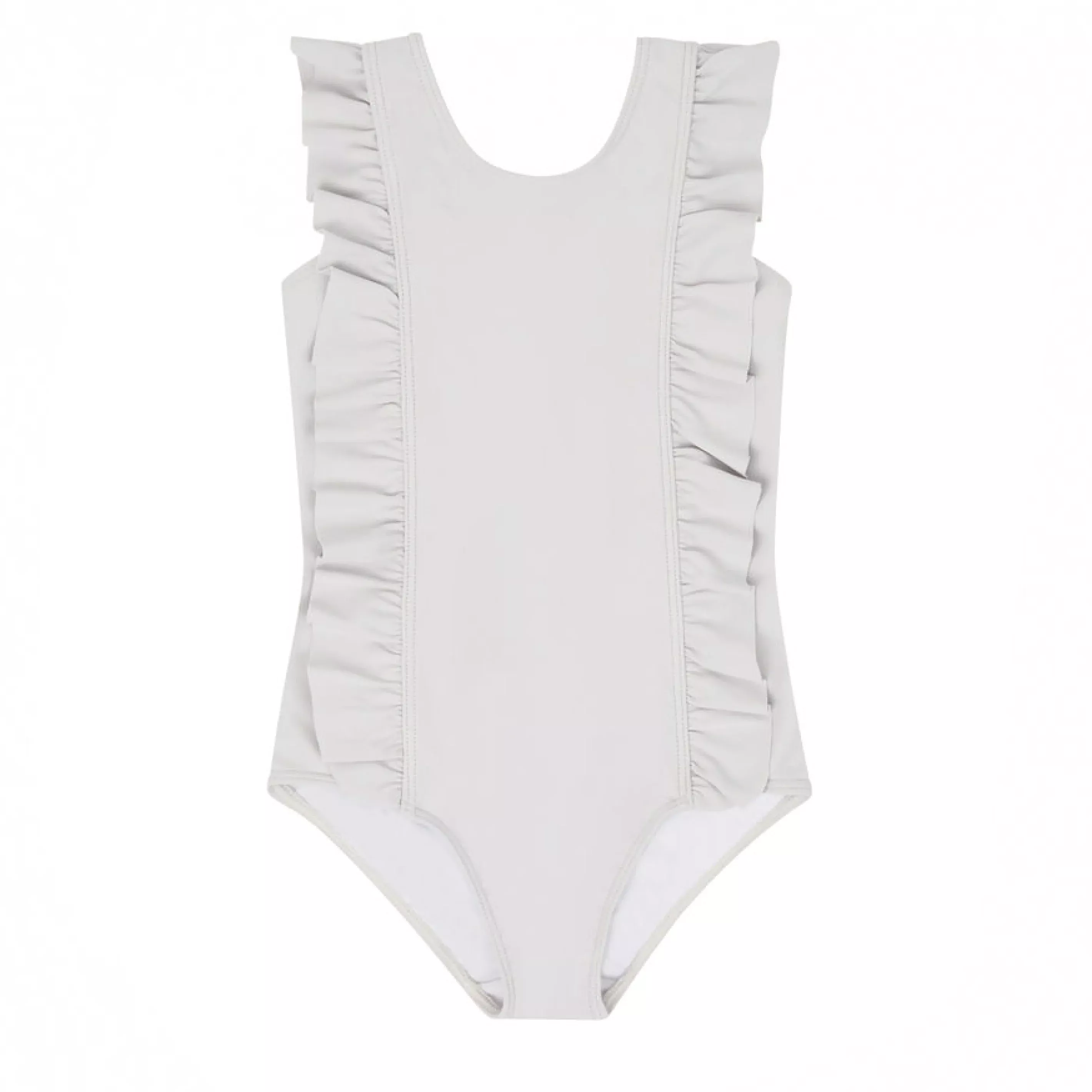 girls dove grey ruffle one piece