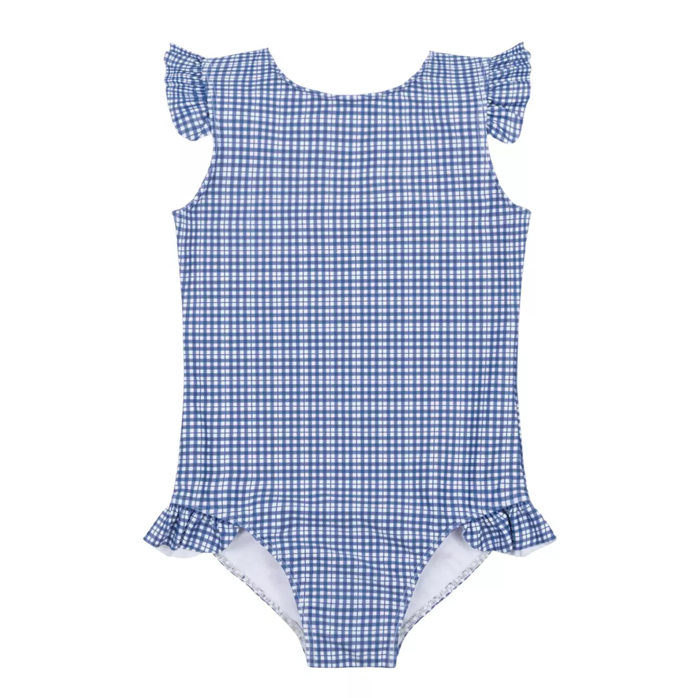 girls newport navy gingham ruffle cap sleeve one piece