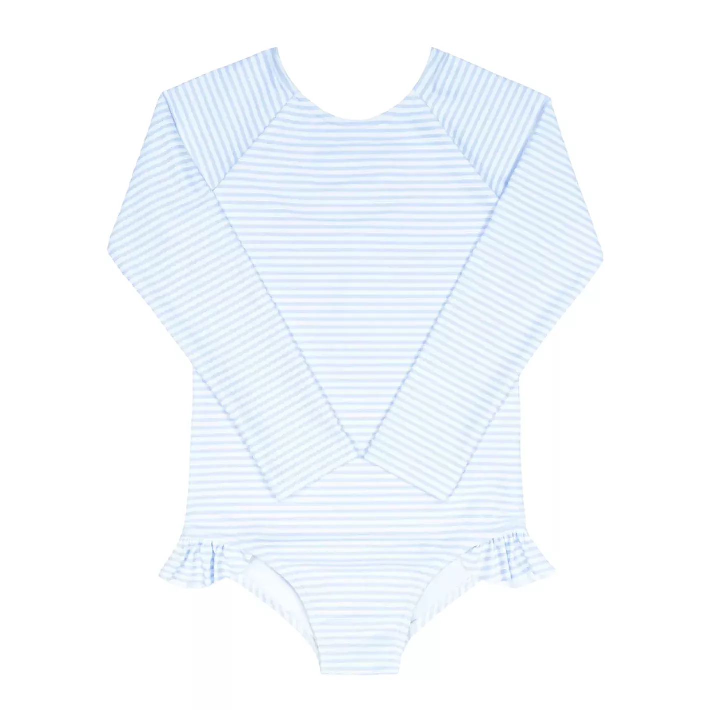 girls powder blue stripe rashguard one piece