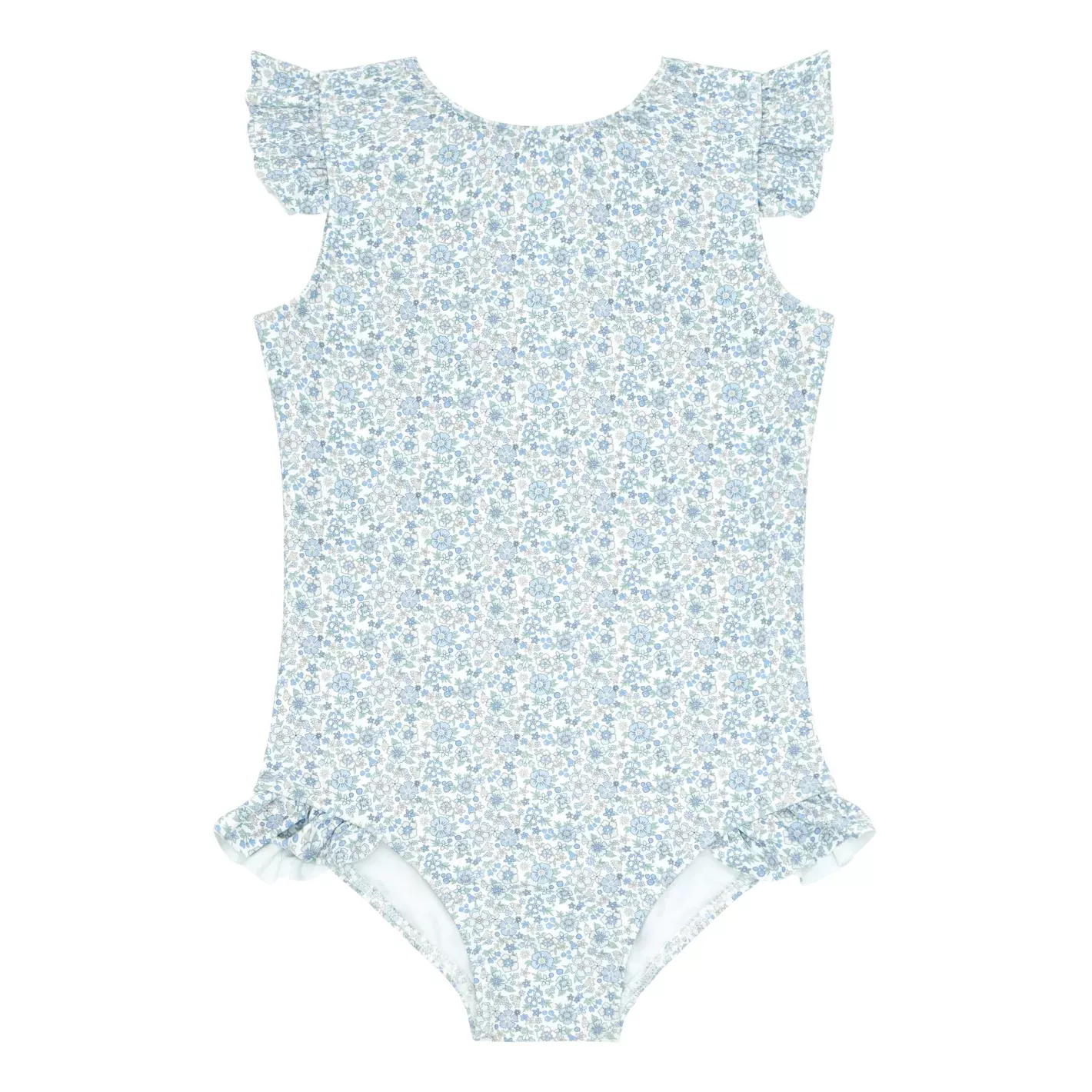 girls slate floral ruffle cap sleeve one piece
