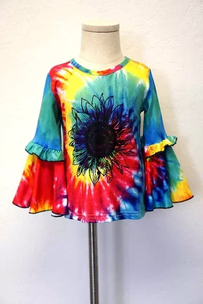 Hippie Kids Tie Dye Sunflower Top and Pants