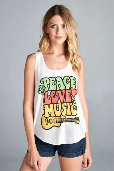 Hippie Peace Love Music Tank Top
