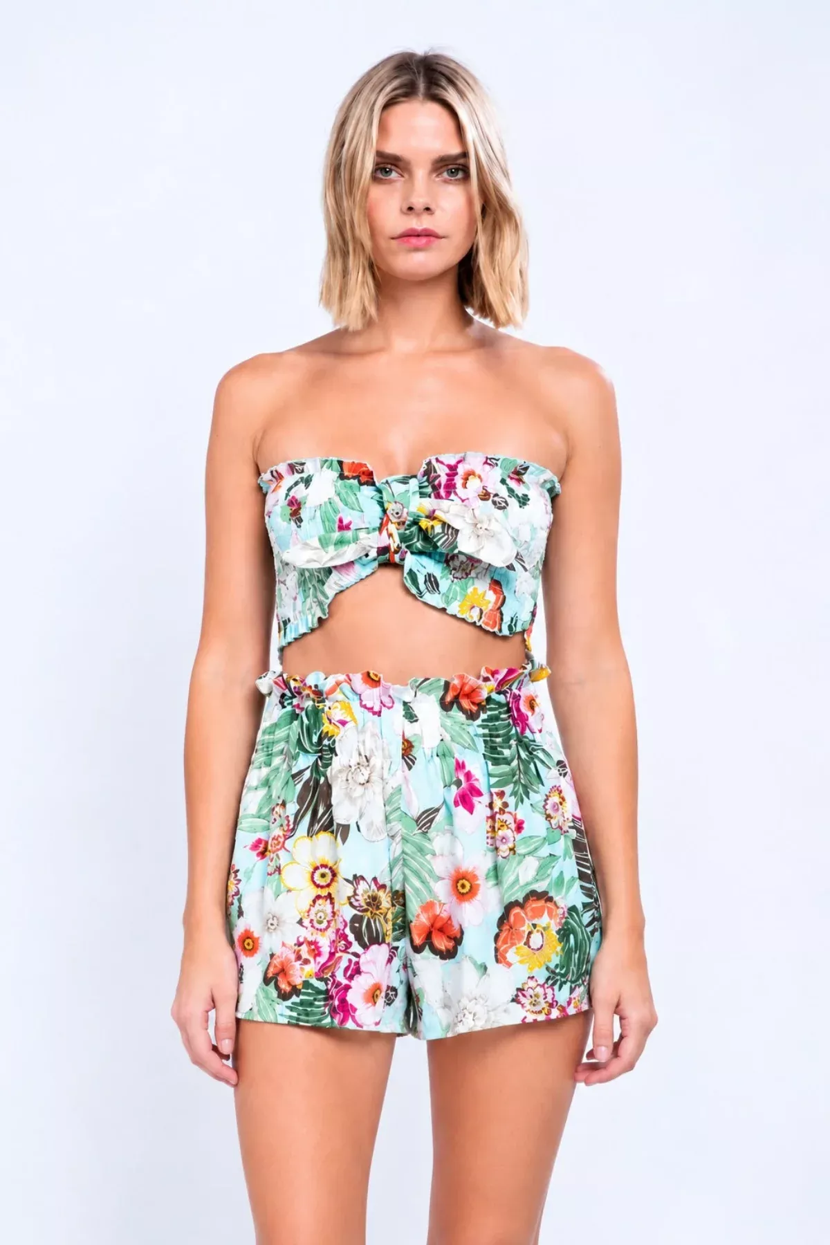 Hit The Beach White Tropical Print Two-Piece Set | Boho Pink