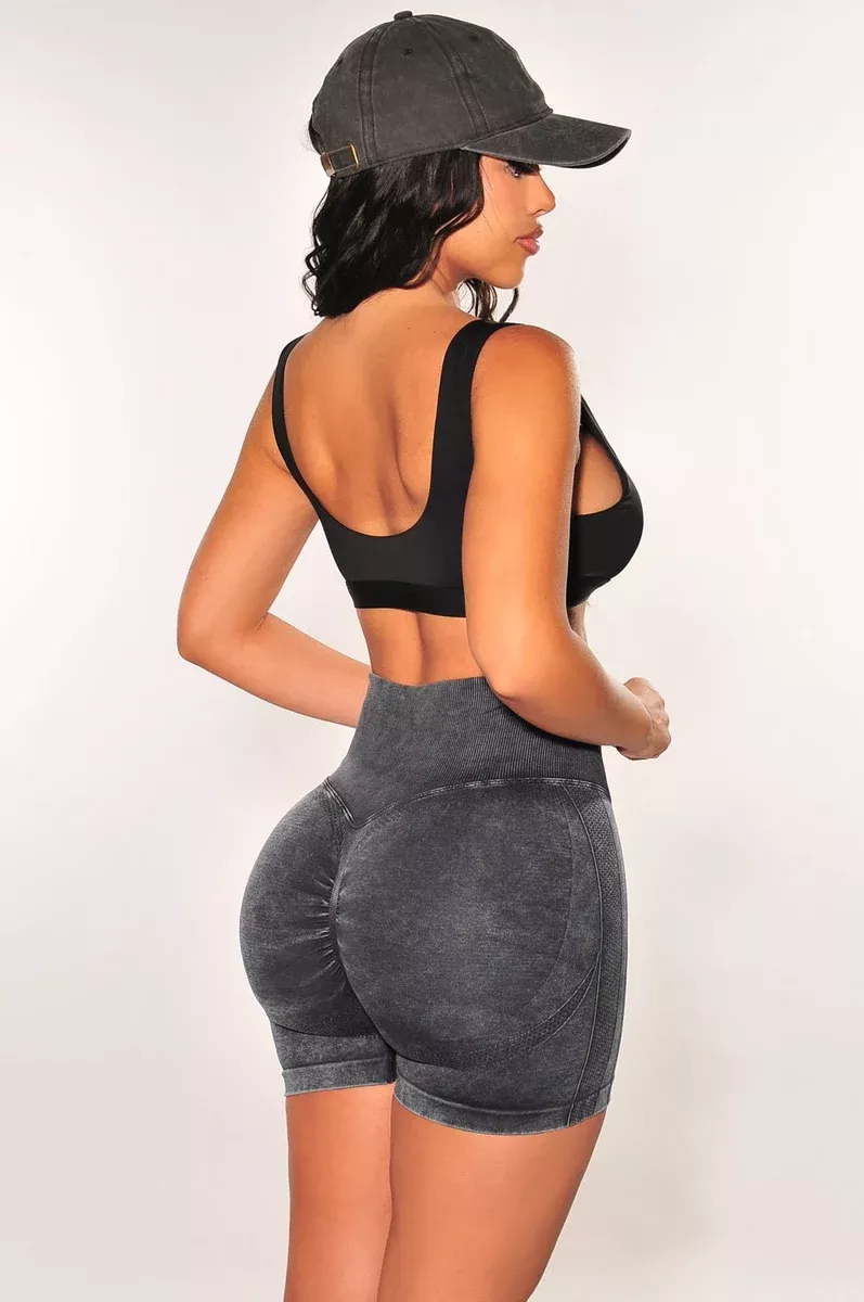 HMS Fit: Charcoal High Waist Scrunch Butt Shorts