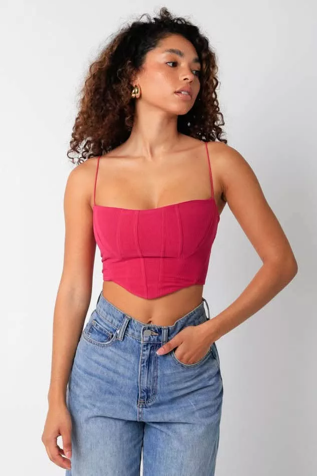 Hot Girl Fuchsia Corset Crop | Boho Pink