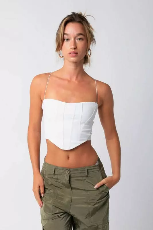 Hot Girl White Vegan Corset Crop | Boho Pink