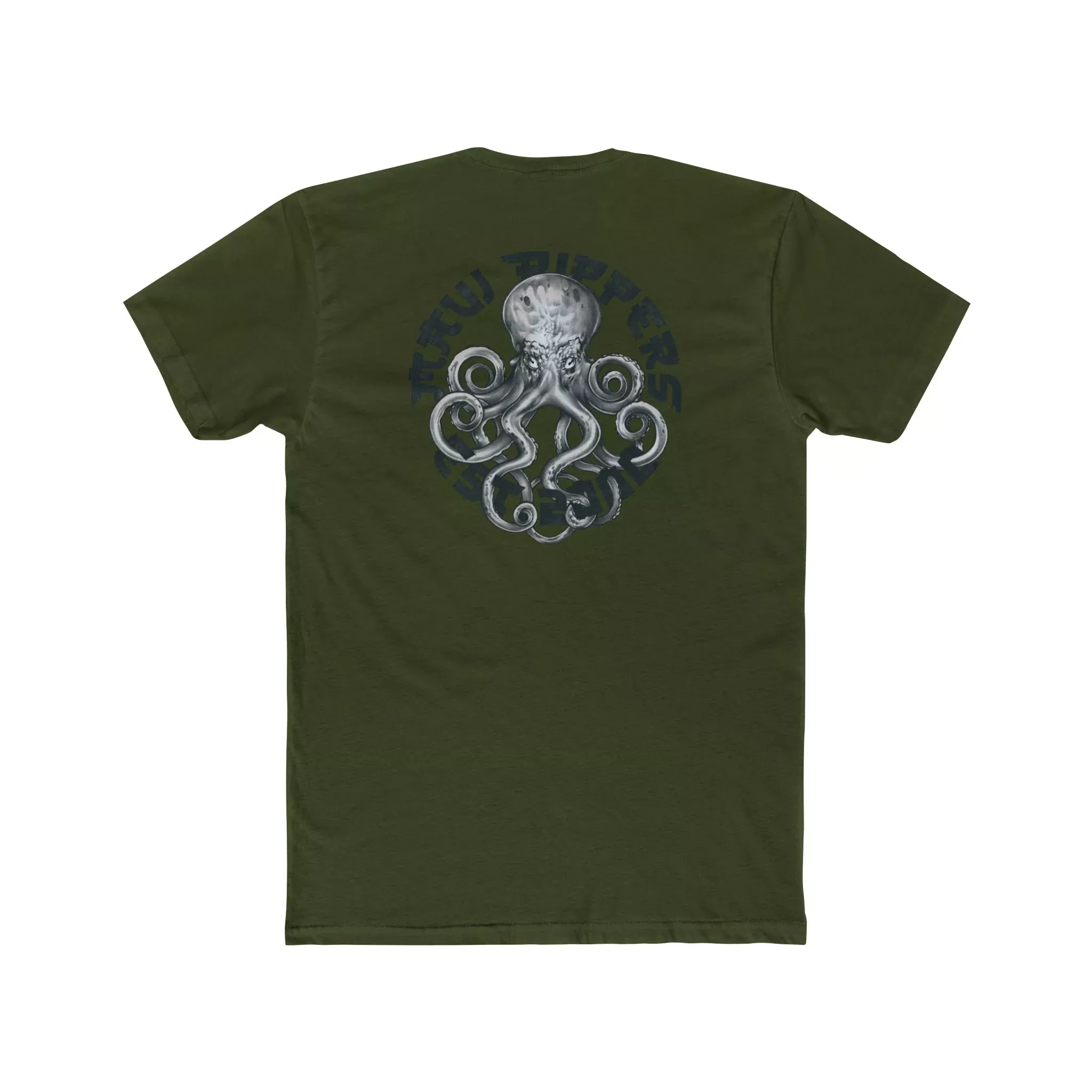 InkStrike - Maui Rippers Grey Octopus on Military Green T-shirt