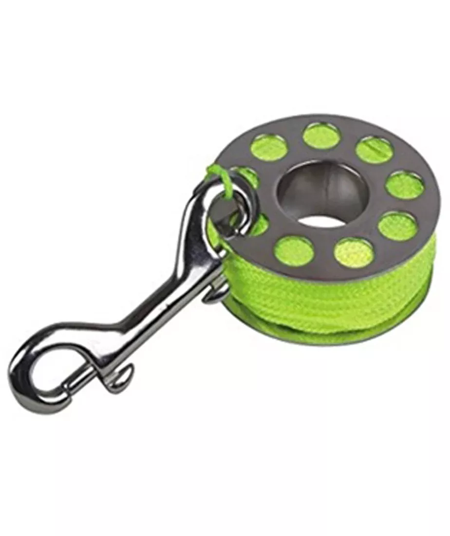Innovative Scuba Stainless Steel Scuba Finger Reel w/ Stainless Steel Snap Bolt Clip