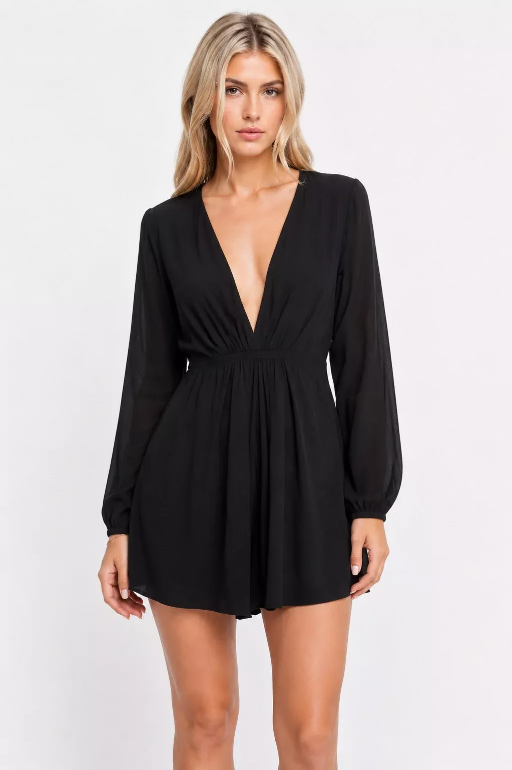 Intense Situation Black Deep-V Romper | Boho Pink