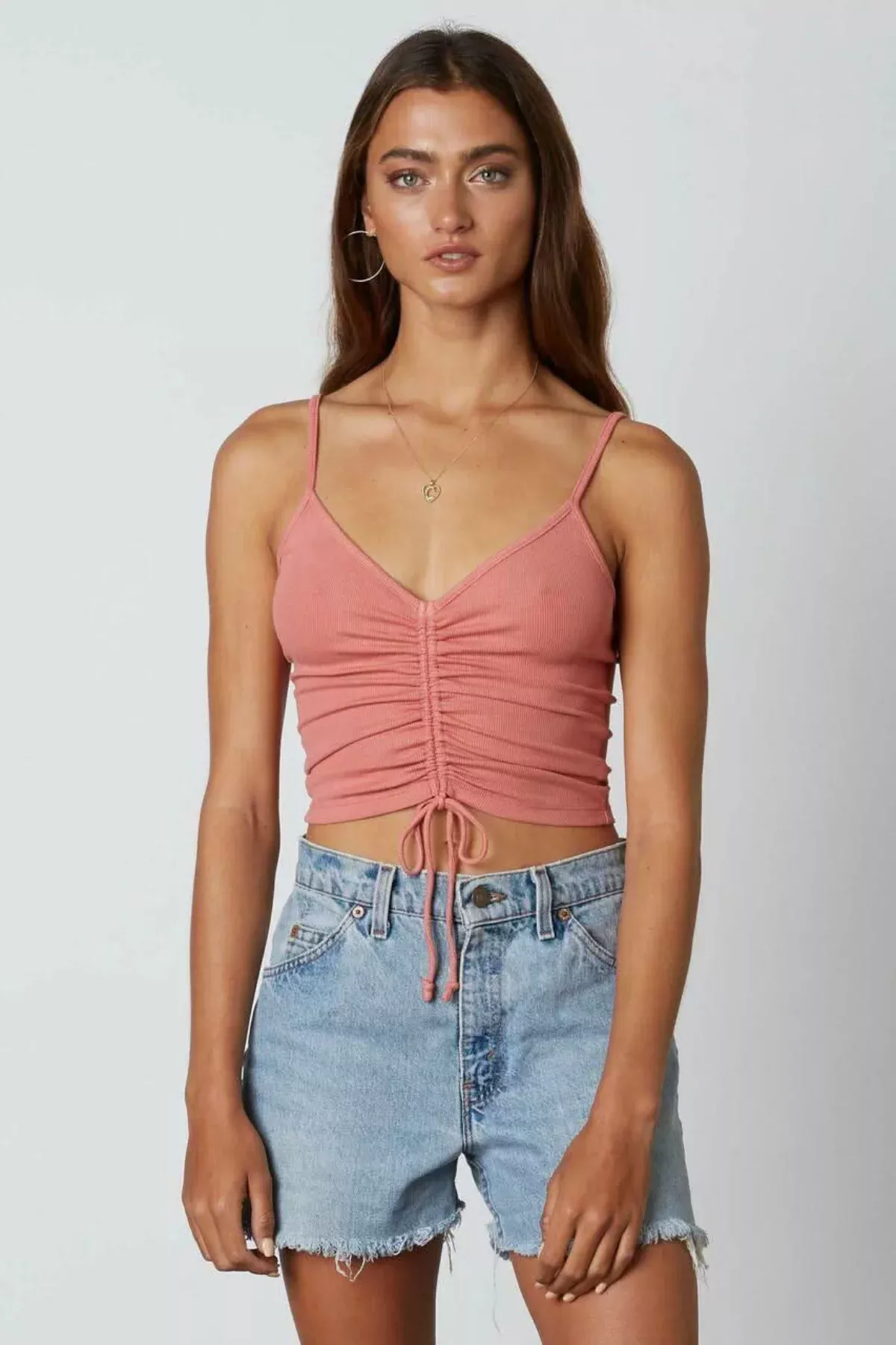It's On Rose Drawstring Cropped Tank Top | Boho Pink