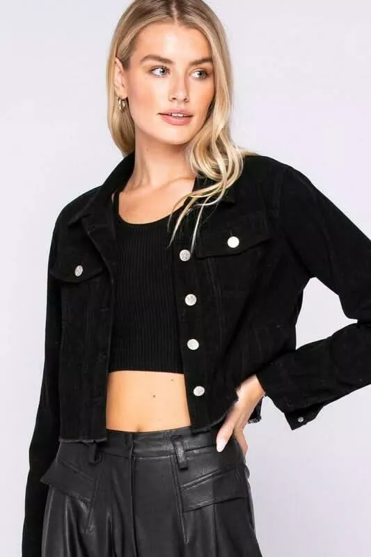 Jane Black Corduroy Cropped Jacket | Boho Pink