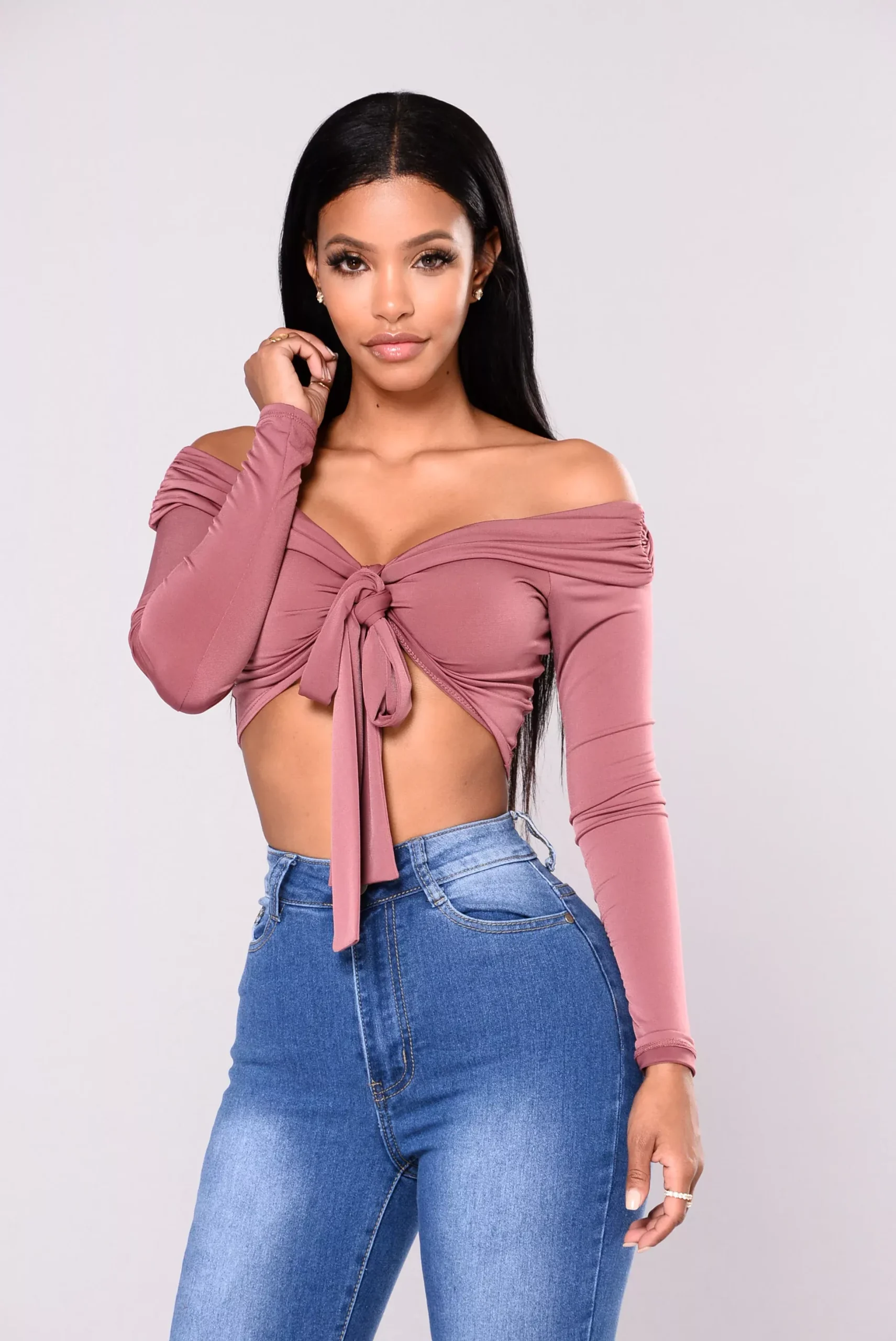 Jazmine Off Shoulder Top - Mauve