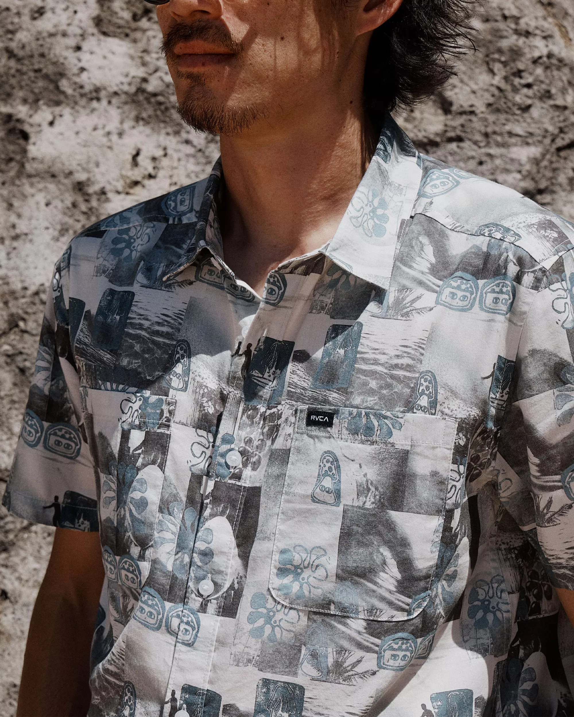 Kauai Block Print Collage Shirt