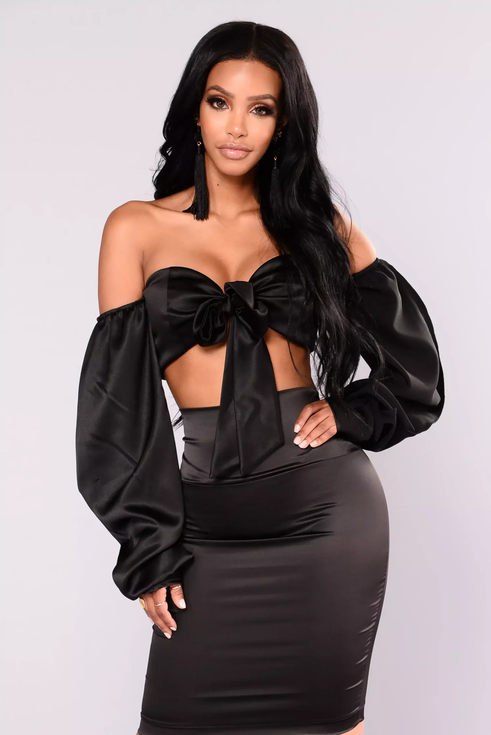 Kiona Satin Top - Black
