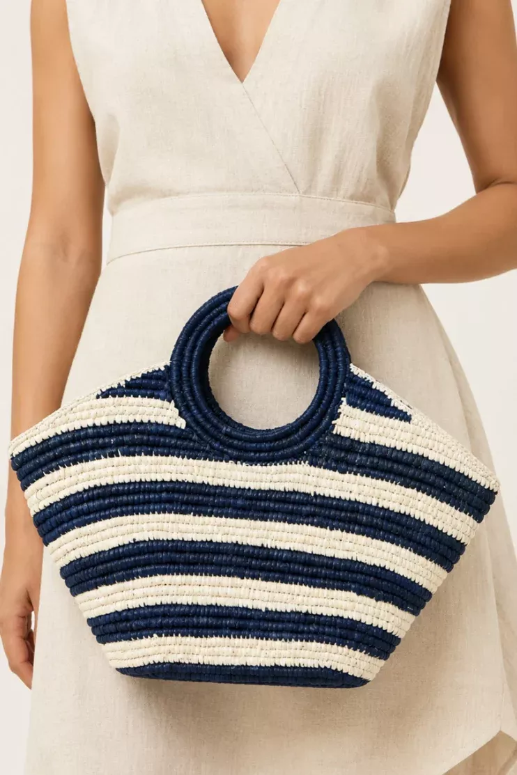 Knot Tote in Navy & White Stripe