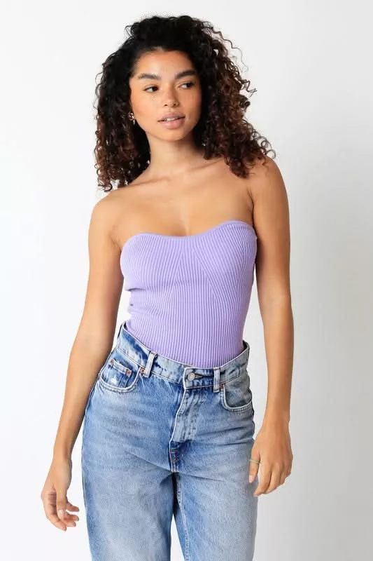 Leah Lilac Ribbed Tube Top | Boho Pink