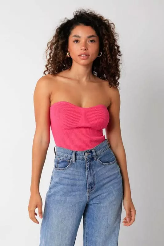 Leah Pink Ribbed Tube Top | Boho Pink