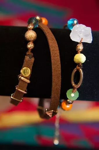 Leather Crystal Wrap Bracelet