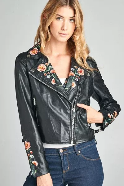 Leather Embroidered Jacket
