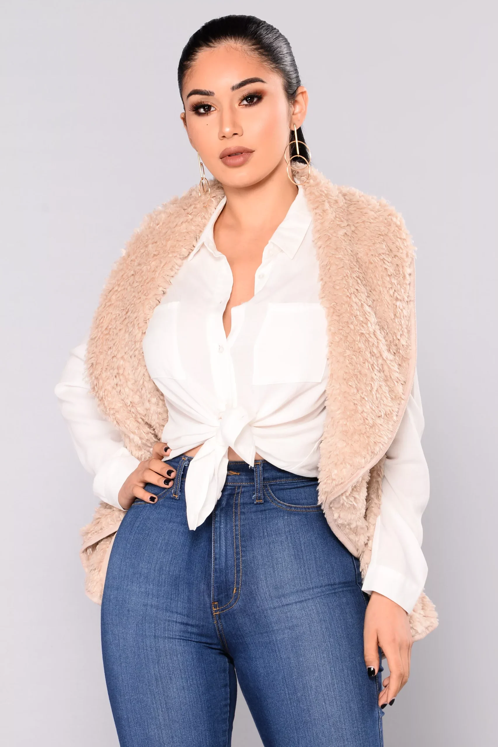 Leighton Faux Fur Vest - Taupe
