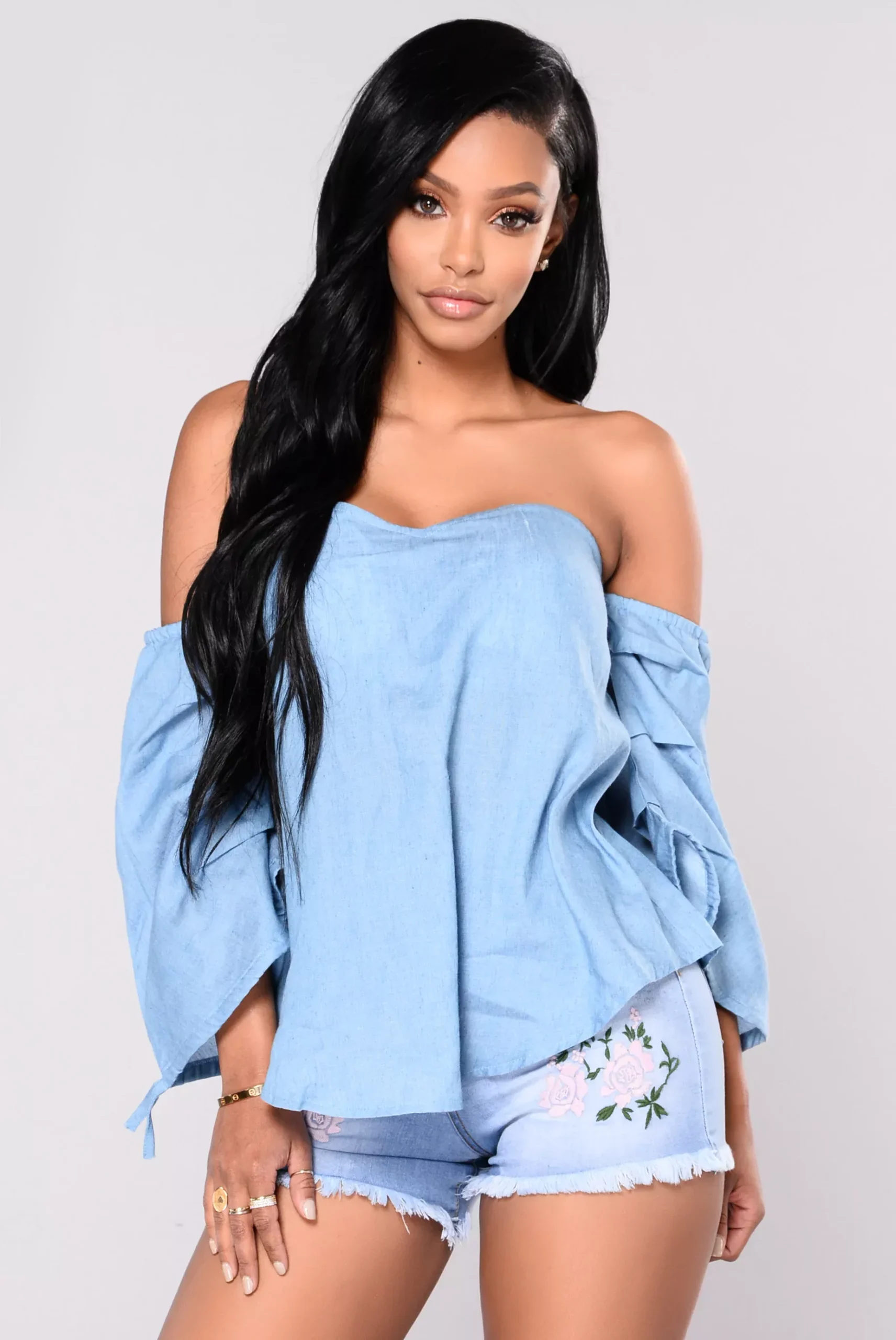 Let Go Chambray Top - Blue