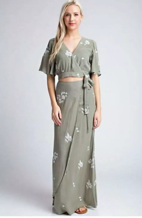 Lexington Sage Two Piece Maxi Dress | Boho Pink