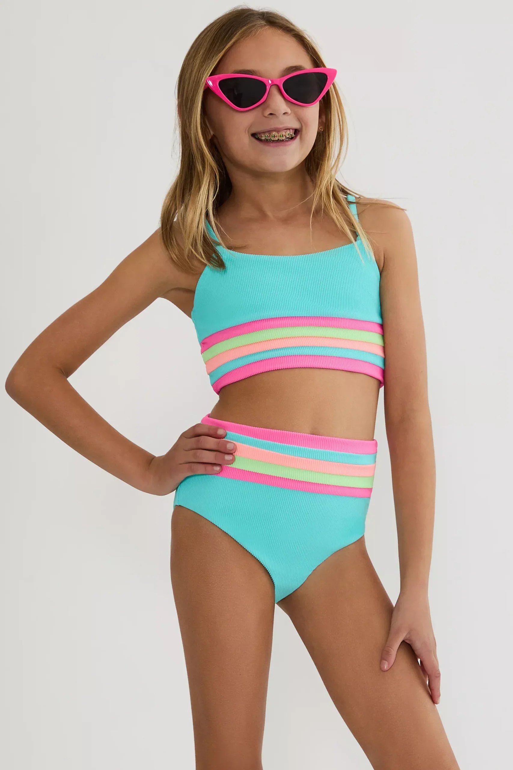 Little Mae & Millie Set Hibiscus Cove Colorblock