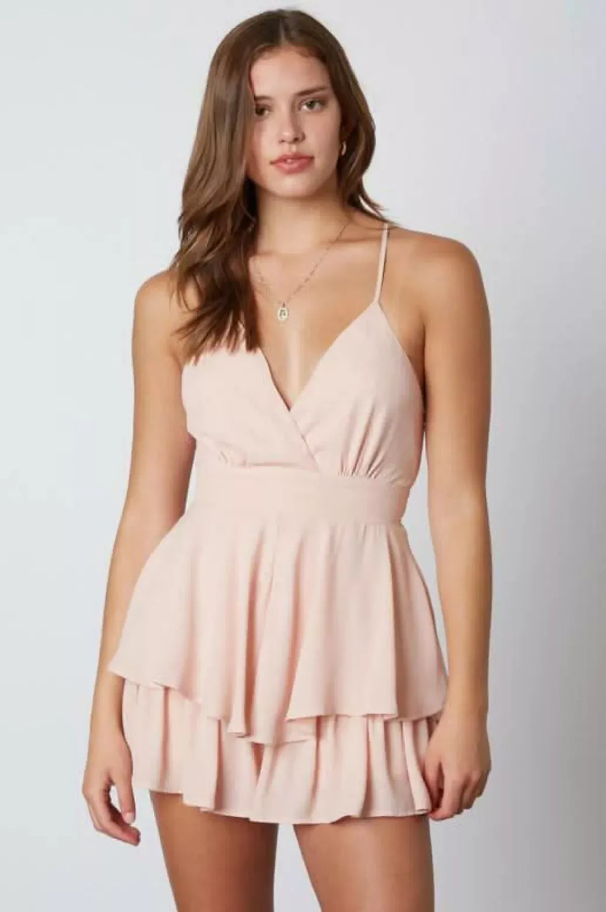 Lola Blush Backless Ruffle Romper | Boho Pink