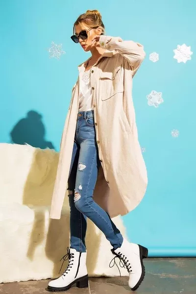 Long Corduroy Shirt Jacket