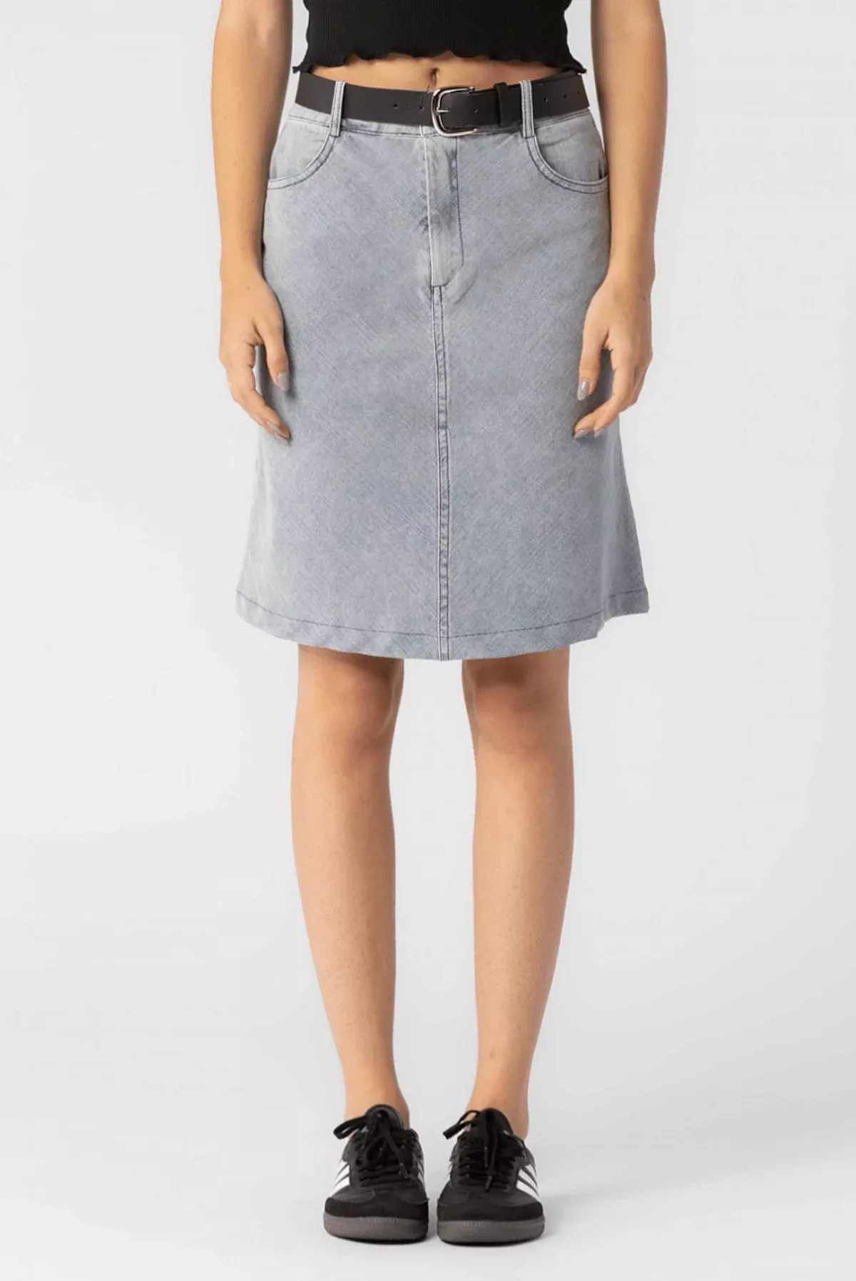 Louisa Knee Length Denim Skirt | Boho Pink