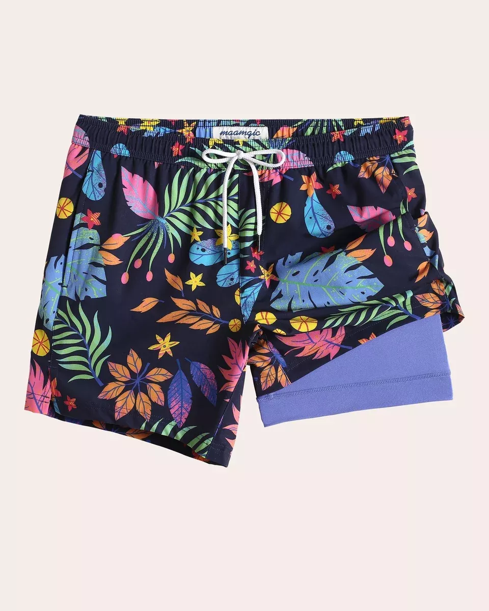 LushLure Colorful Leaves Swim Trunks