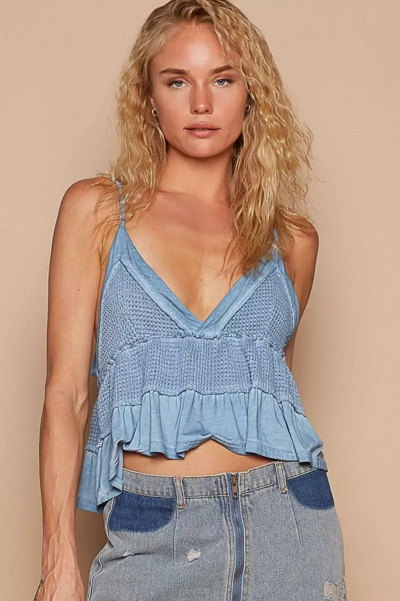 Luv Cornflower Blue V-Neck Tank Top | Boho Pink