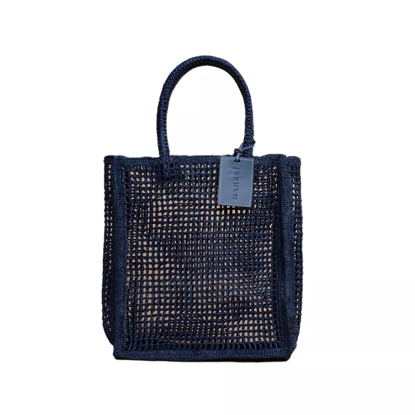 manebi vintage navy raffia net bag